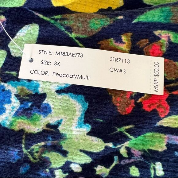 Zac And Rachel Floral Textured Rib Knit top/blouse size 3X NWT. - Picture 10 of 12